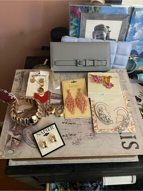 Napier Gold Tone Hoop Earrings and Mixed Costume Jewelry Assortment